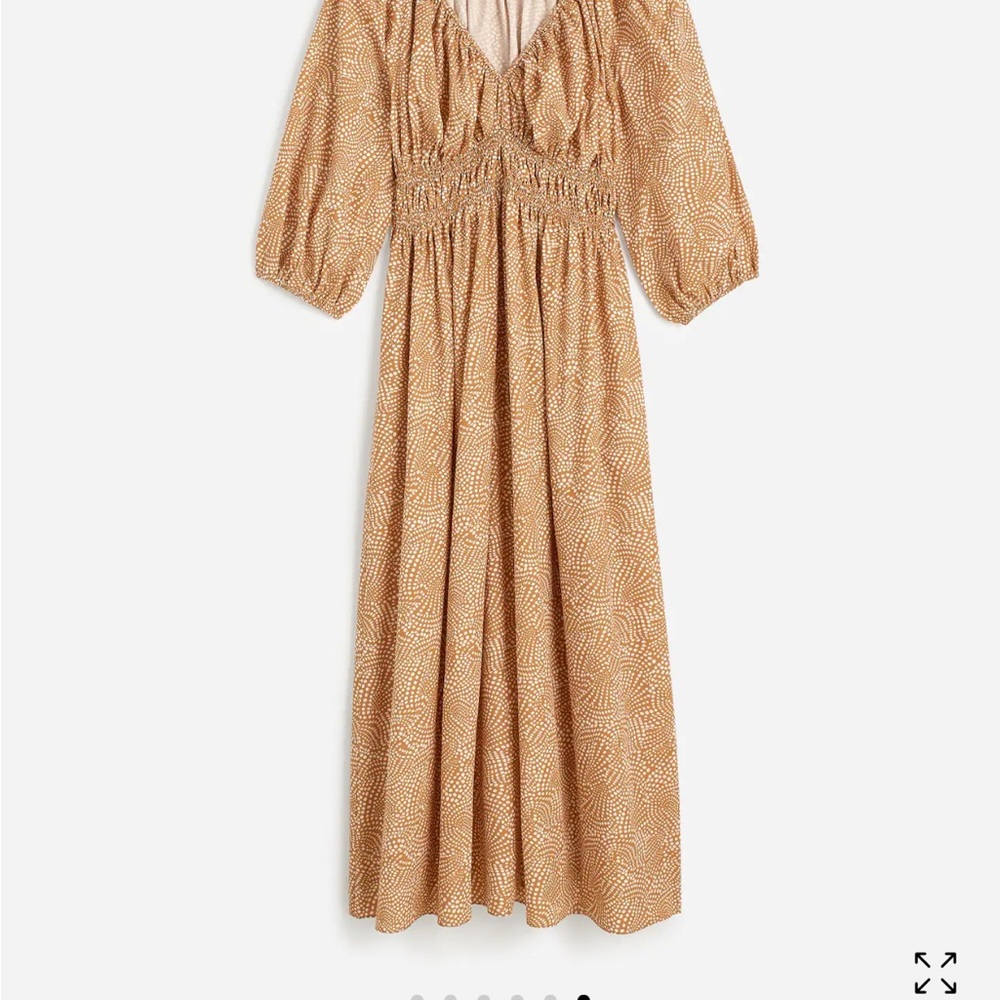 NWT V-Neck Balloon-Sleeve Maxi Dress size 6 Spiral Dot Khaki